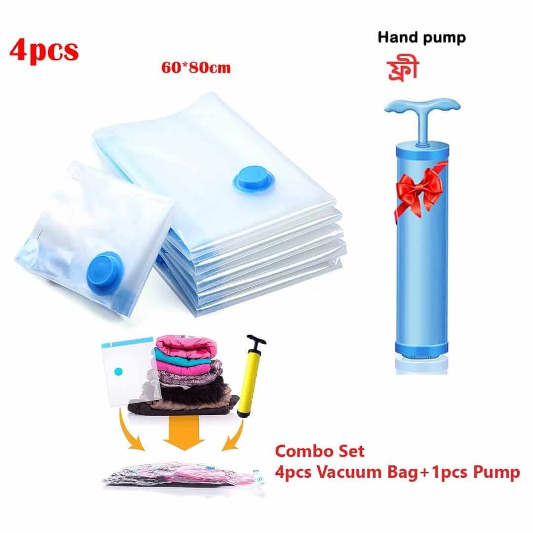 Vacuum Storage Bag 5pcs Combo Set (4pcs medium  +1pcs pump)